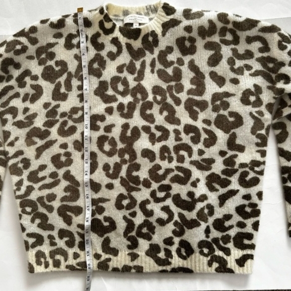 SÉZANE Indiana Leopard Print Mohair Knit Jumper Sweater Ivory Green - Picture 9 of 13